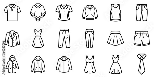 "Fashion Dress Line Icon Representing Elegant Apparel, Style Trends, and Outfit Designs in a Sleek and Minimal Linear Style"