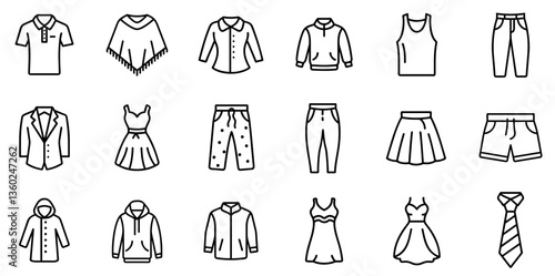 "Fashion Dress Line Icon Representing Elegant Apparel, Style Trends, and Outfit Designs in a Sleek and Minimal Linear Style"