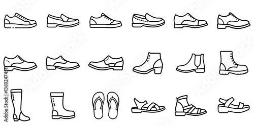 "Fashion Shoes Icon Representing Footwear Styles, Trends, and Foot Fashion in a Sleek and Modern Line Design"
