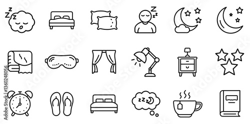 "Sleep Line Icon Representing Rest, Relaxation, and Nighttime Routines in a Clean and Minimal Linear Design"