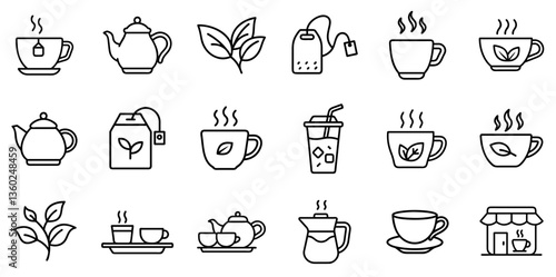"Tea Line Icon Representing Hot Beverages, Relaxation, and Herbal Drinks in a Clean and Minimal Line Style"