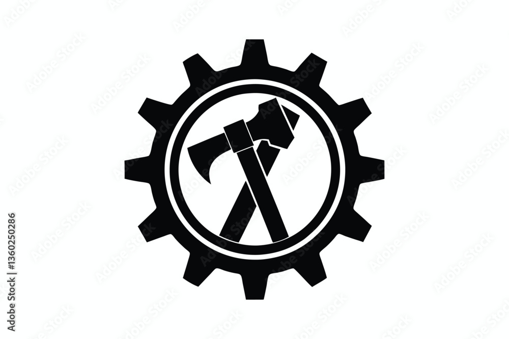 gear icon silhouette vector illustration and hammer gear icon silhouette vector illustration and hammer