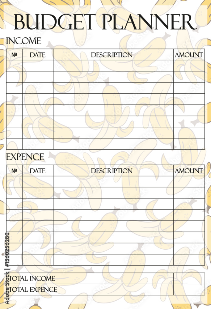 Budget planner set icon. Banana theme with dual section layout for managing income and expense, perfect for tropical design lovers and personal budgeting. Budget planner set icon. Banana theme with dual section layout for managing income and expense, perfect for tropical design lovers and personal budgeting.