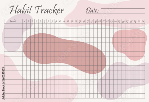 Habit tracker set icon. Abstract yellow and green background with monthly grid to track habits and maintain daily progress in an earthy warm design.