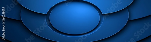 Abstract design with layered circular shapes in shades of blue