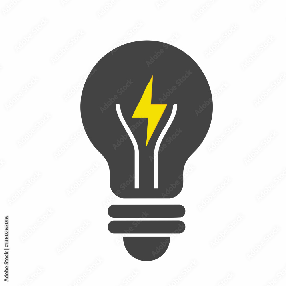 Lightbulb with Lightning Bolt Icon. vector image Lightbulb with Lightning Bolt Icon. vector image