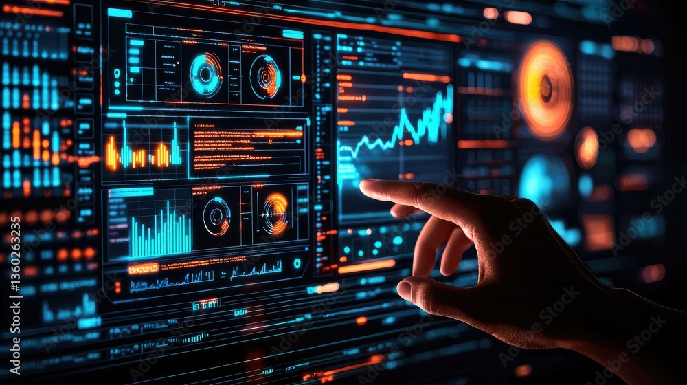 A glowing digital interface displaying penetration testing analytics, with a hand interacting with security layers. A glowing digital interface displaying penetration testing analytics, with a hand interacting with security layers.