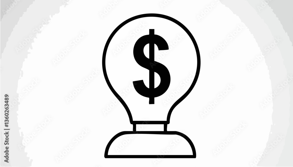 Financial Idea Lightbulb Icon. vector image Financial Idea Lightbulb Icon. vector image