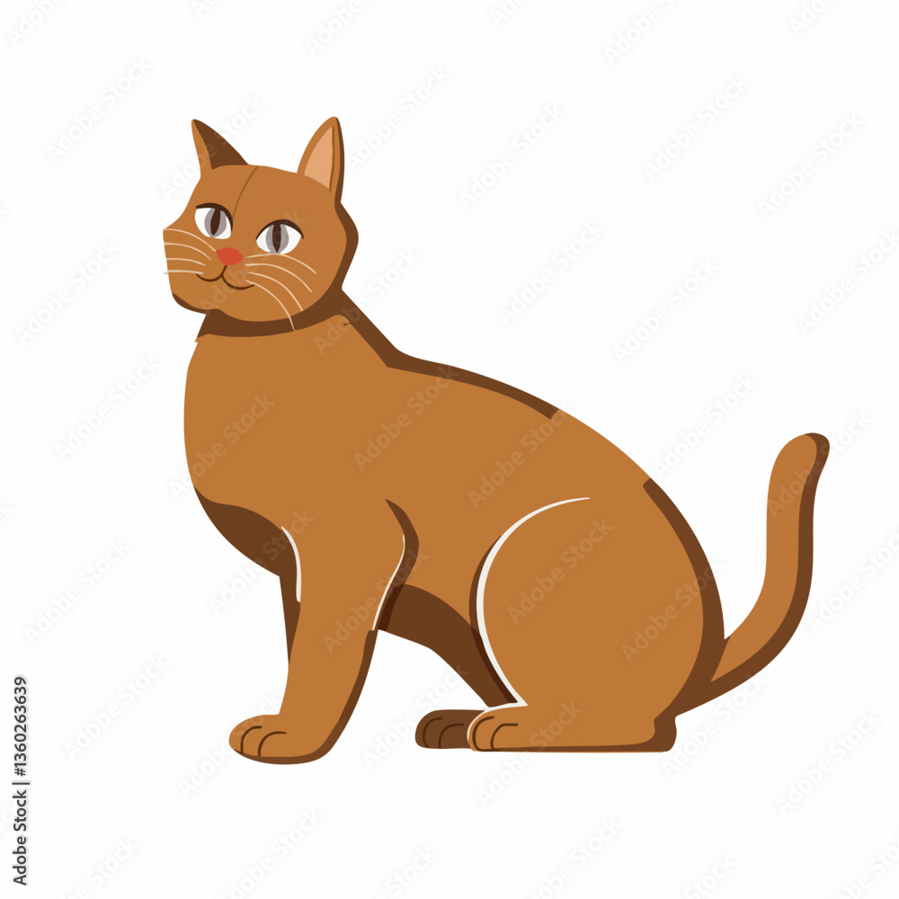Cute Orange Cat Sitting Side View Illustration. vector image Cute Orange Cat Sitting Side View Illustration. vector image