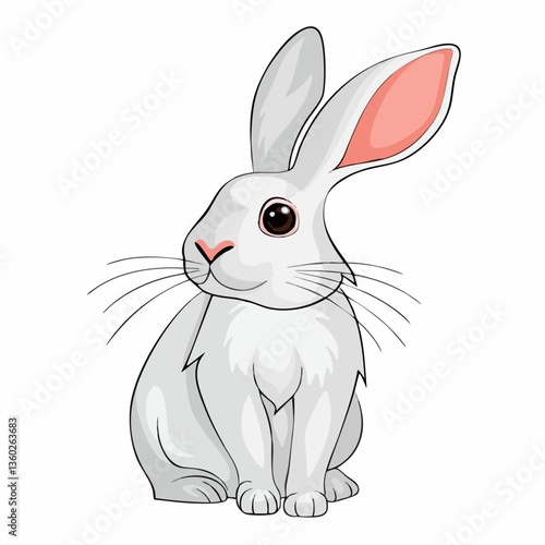 Cute cartoon rabbit sitting illustration. vector image