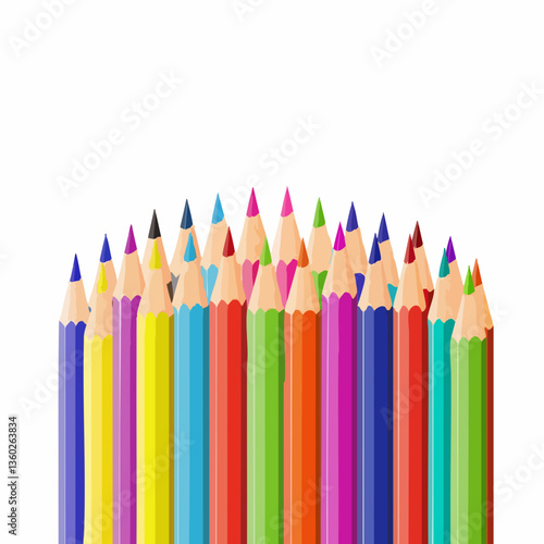 Colorful Pencils Row Vector Illustration. vector image