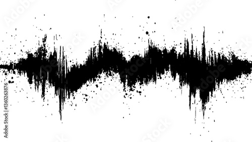 Wallpaper Mural Vector brush grunge texture. Soundwave with ink splatter effect, black and white, Torontodigital.ca