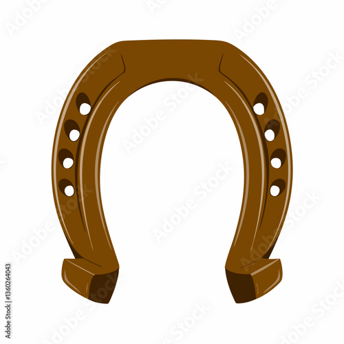 Brown Horseshoe with Holes Illustration. vector image