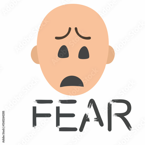 Afraid Face with Fear Text Illustration. vector image