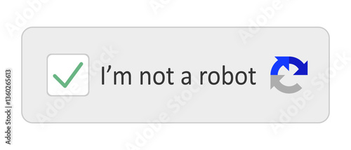 Captcha set icon. Checkbox and text used for verification, identity protection, and human authentication in digital form.