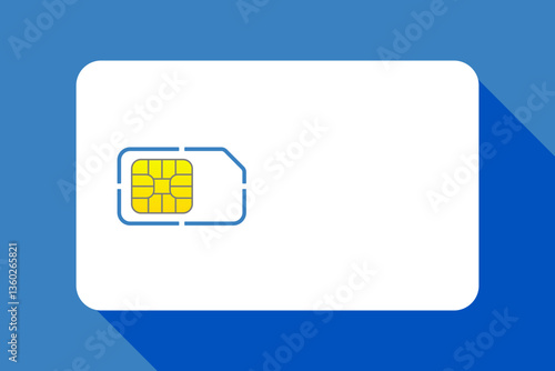 SIM card set icon. Chip embedded in plastic card represents mobile connection, telecommunication and digital access.
