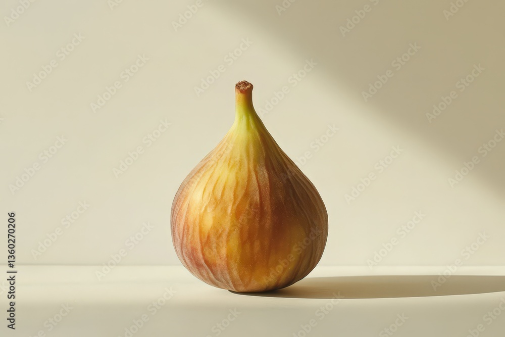 Fototapeta premium A close up studio shot of a single ripe fig fruit