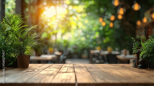 Natural Wood Table in a Rustic Garden Setting