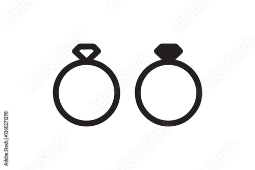 Engagement ring icon in outline and solid style Vector