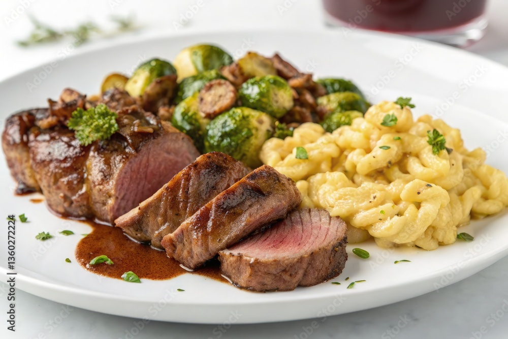 Delicious Gourmet Meal With Filet Mignon and Side Dishes Generative AI Delicious Gourmet Meal With Filet Mignon and Side Dishes Generative AI