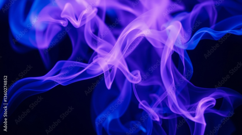 Obraz premium Colorful smoke in abstract style in blue, purple, and pink colors with copy space
