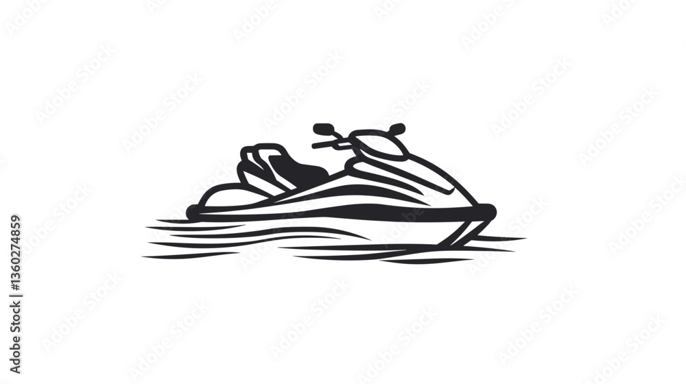 Jet ski silhouette on the water for recreational activities and fun Jet ski silhouette on the water for recreational activities and fun