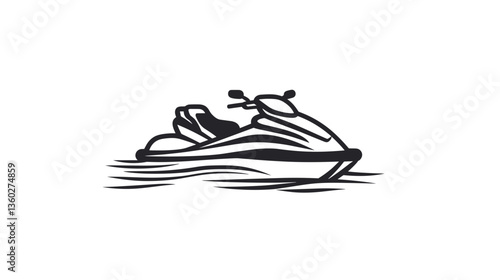 Jet ski silhouette on the water for recreational activities and fun