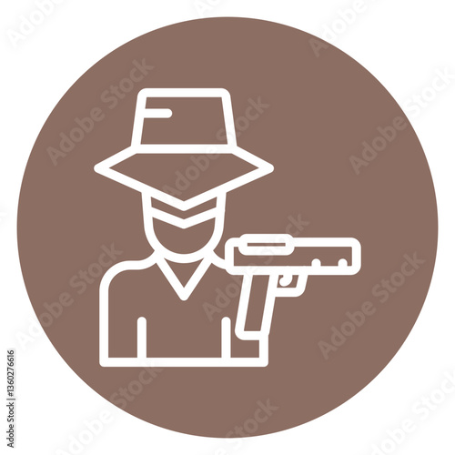 Colorful Flat Outlined Criminal Offender Icon