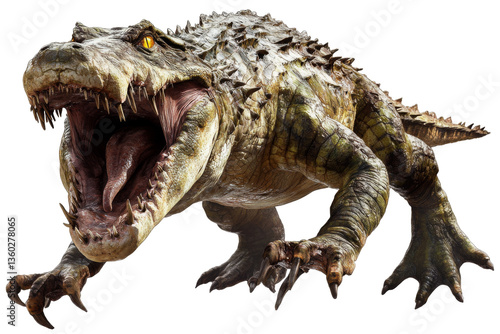 Aggressive crocodile with open mouth isolated