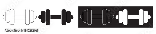 Gym and fitness dumbbell icons