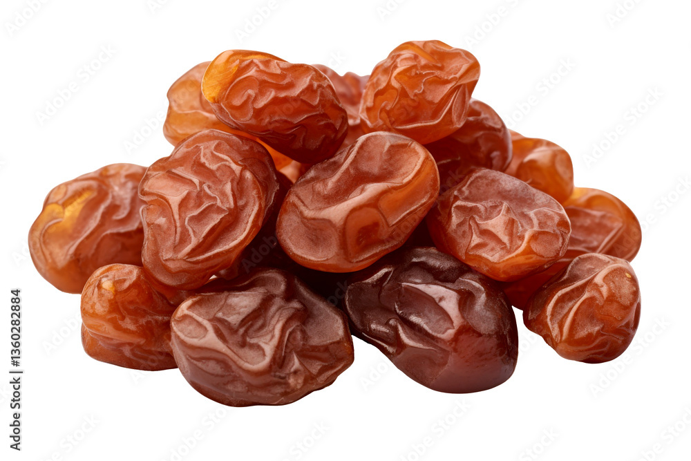 Pile of dried dates isolated on transparent background