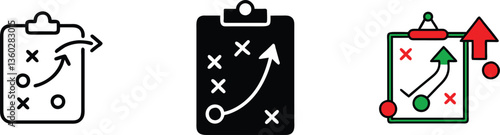 Strategic Planning Game Plan Clipboard Tactics Arrows X O Success