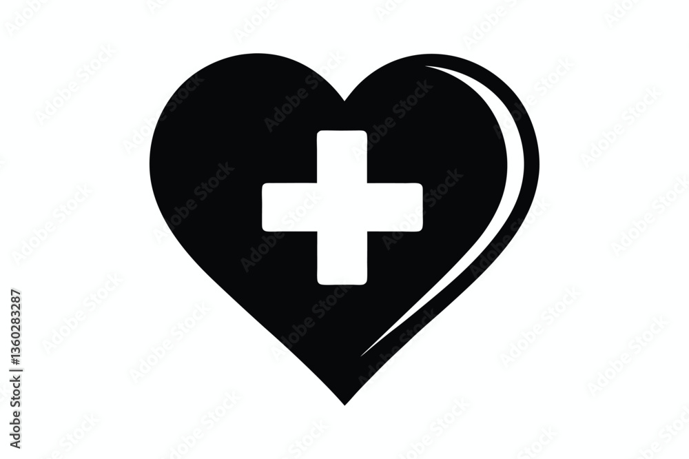 medical Love shape silhouette with Healthy Icon Vector illustration medical Love shape silhouette with Healthy Icon Vector illustration