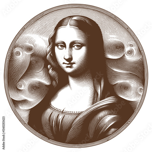 line art sketch drawing - monalisa (artwork 1)