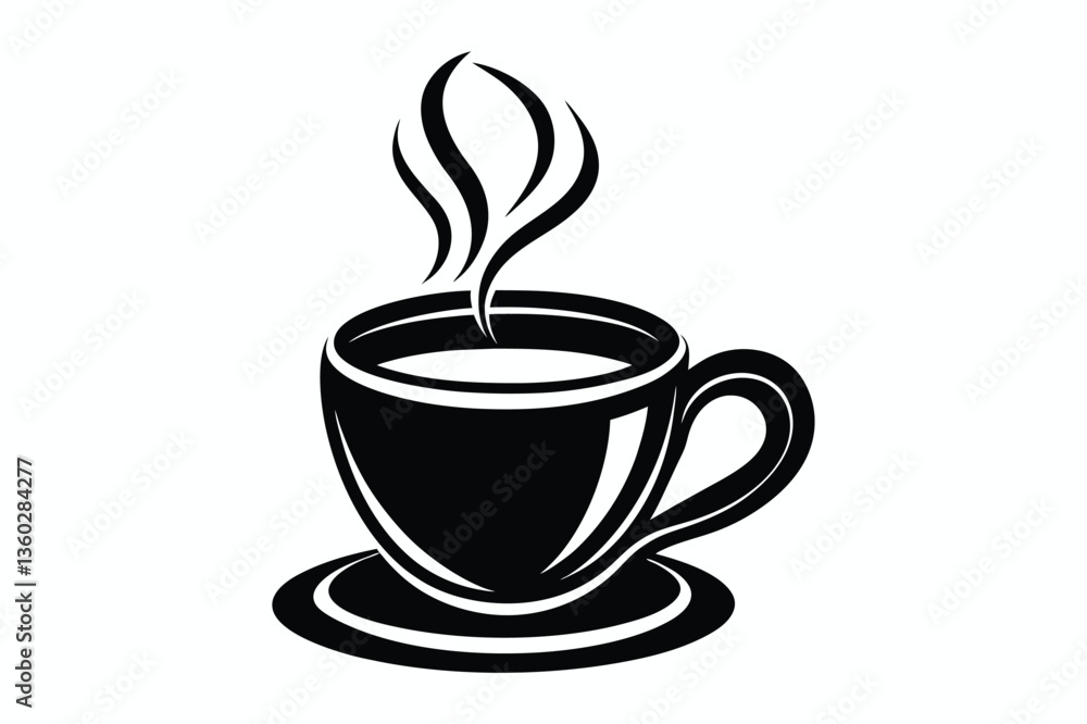 Beautiful tea cup and Leaves for logo icon with silhouette vector art illustration Beautiful tea cup and Leaves for logo icon with silhouette vector art illustration