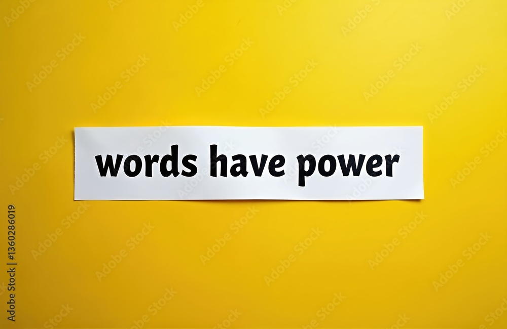 Quote Words Have Power on bright yellow background. Motivational phrase, inspiring words for success, empowerment concept. Message on banner conveys impact communication in education, leadership. Quote Words Have Power on bright yellow background. Motivational phrase, inspiring words for success, empowerment concept. Message on banner conveys impact communication in education, leadership.