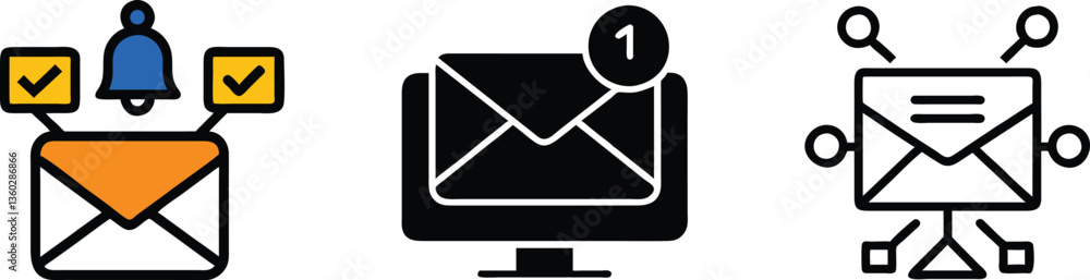 Email Notification Icons Inbox, Alerts, and Message Distribution Email Notification Icons Inbox, Alerts, and Message Distribution
