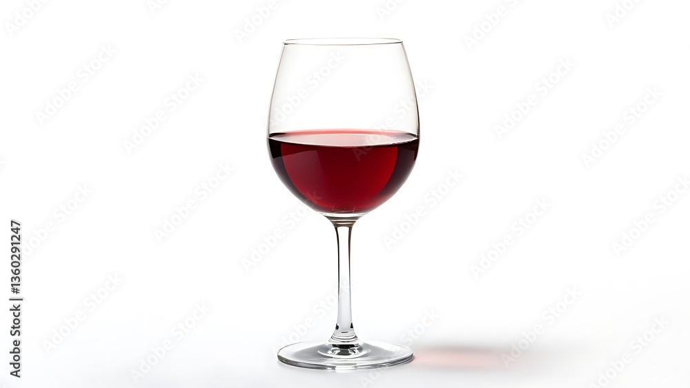 Elegant simplicity: A clear wine glass filled with deep red wine against a pristine white background, symbolizing sophistication and indulgence. Elegant simplicity: A clear wine glass filled with deep red wine against a pristine white background, symbolizing sophistication and indulgence.