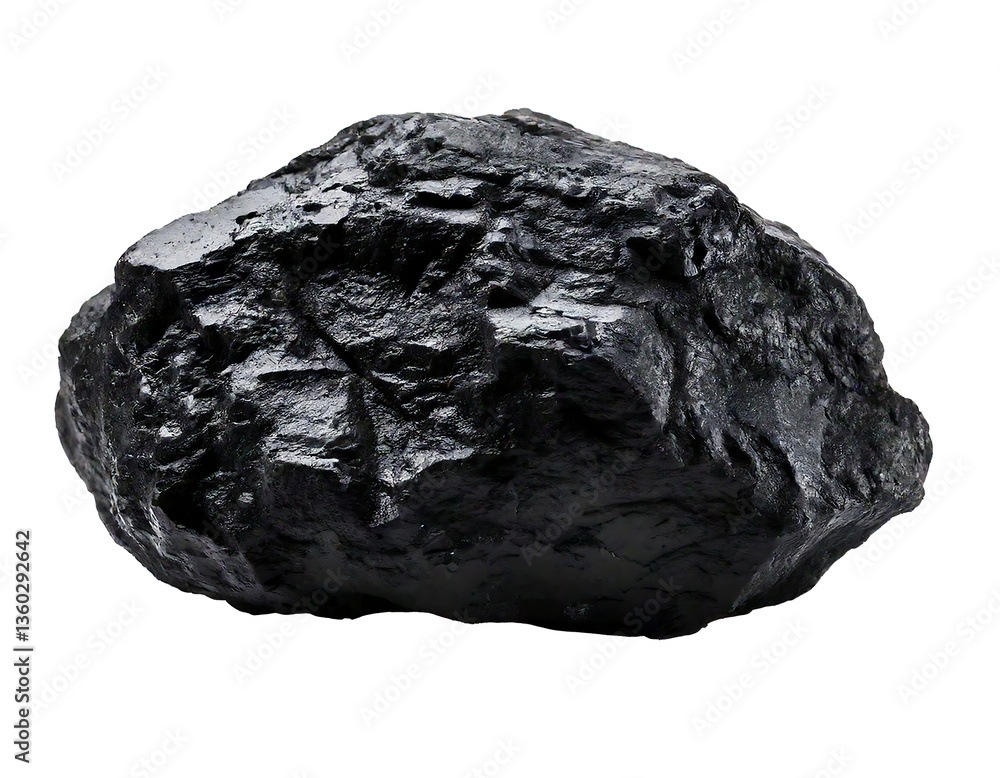Obraz premium Piece of coal isolated on transparent background and white background