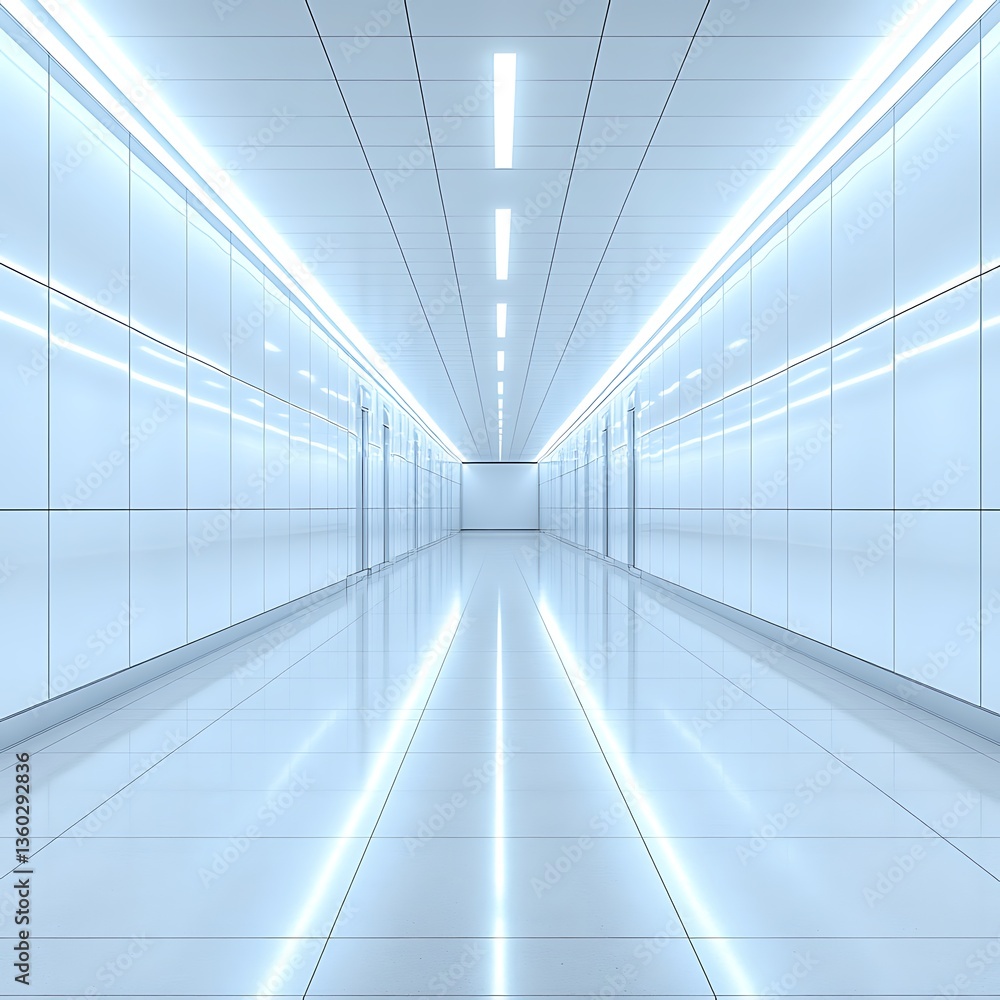 Futuristic Corridor with Bright Lights. Futuristic Corridor with Bright Lights.