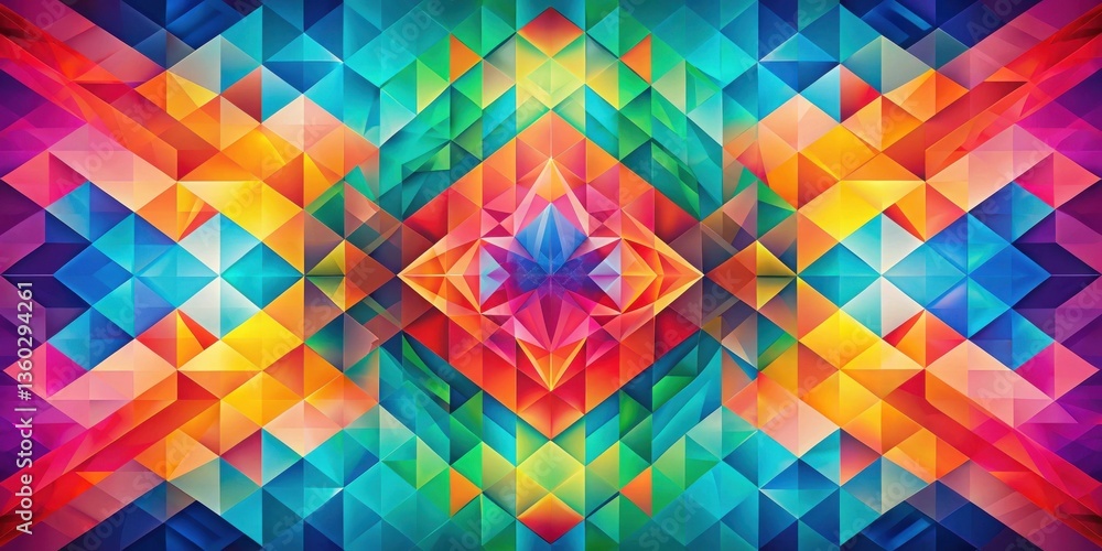 Vibrant Abstract Geometric Pattern with Symmetrical Triangles and Colorful Hues Vibrant Abstract Geometric Pattern with Symmetrical Triangles and Colorful Hues