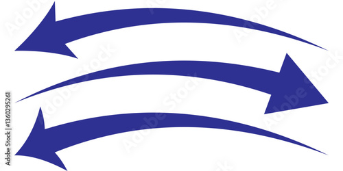 Long curved arrow outline in black stroke. Long arrow. Long curved arrow