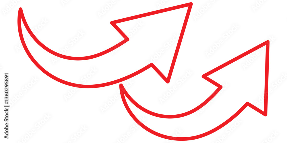Long Red Curved arrow icon vector. Red long arrow vector. flat style Arrow symbol. RED of an arrow on a white background. vector illustration. Long Red Curved arrow icon vector. Red long arrow vector. flat style Arrow symbol. RED of an arrow on a white background. vector illustration.