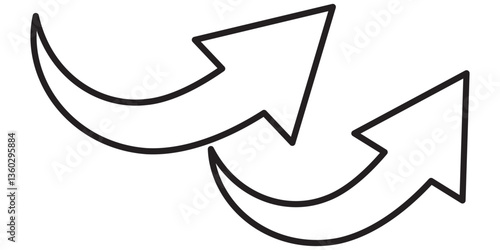 Long Red Curved arrow icon vector. Red long arrow vector. flat style Arrow symbol. RED of an arrow on a white background. vector illustration.