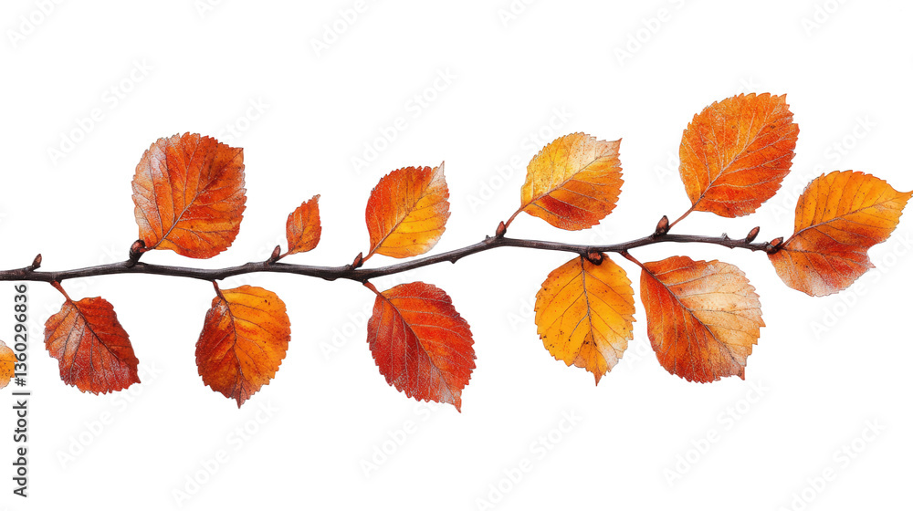 Fototapeta premium Autumnal Branch with Vivid Leaves