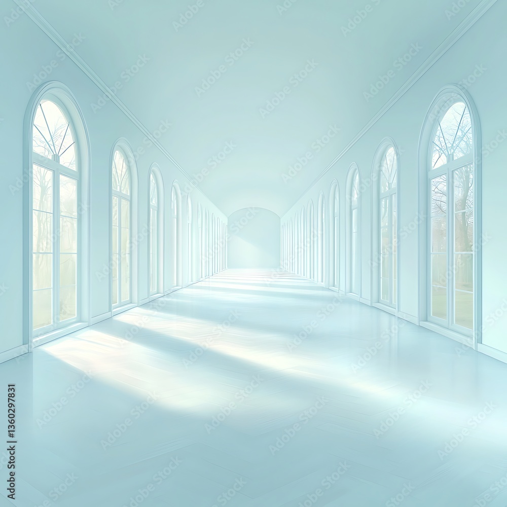 Serene Hallway for Sunlight Streaming. Serene Hallway for Sunlight Streaming.