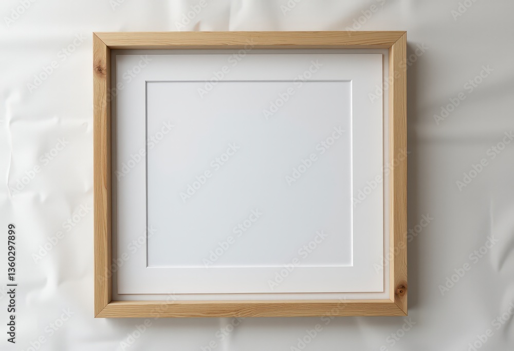 Fototapeta premium Empty wooden frame on a white background for art display 