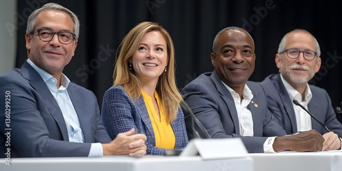 Business executives participate in a panel discussion at a conference