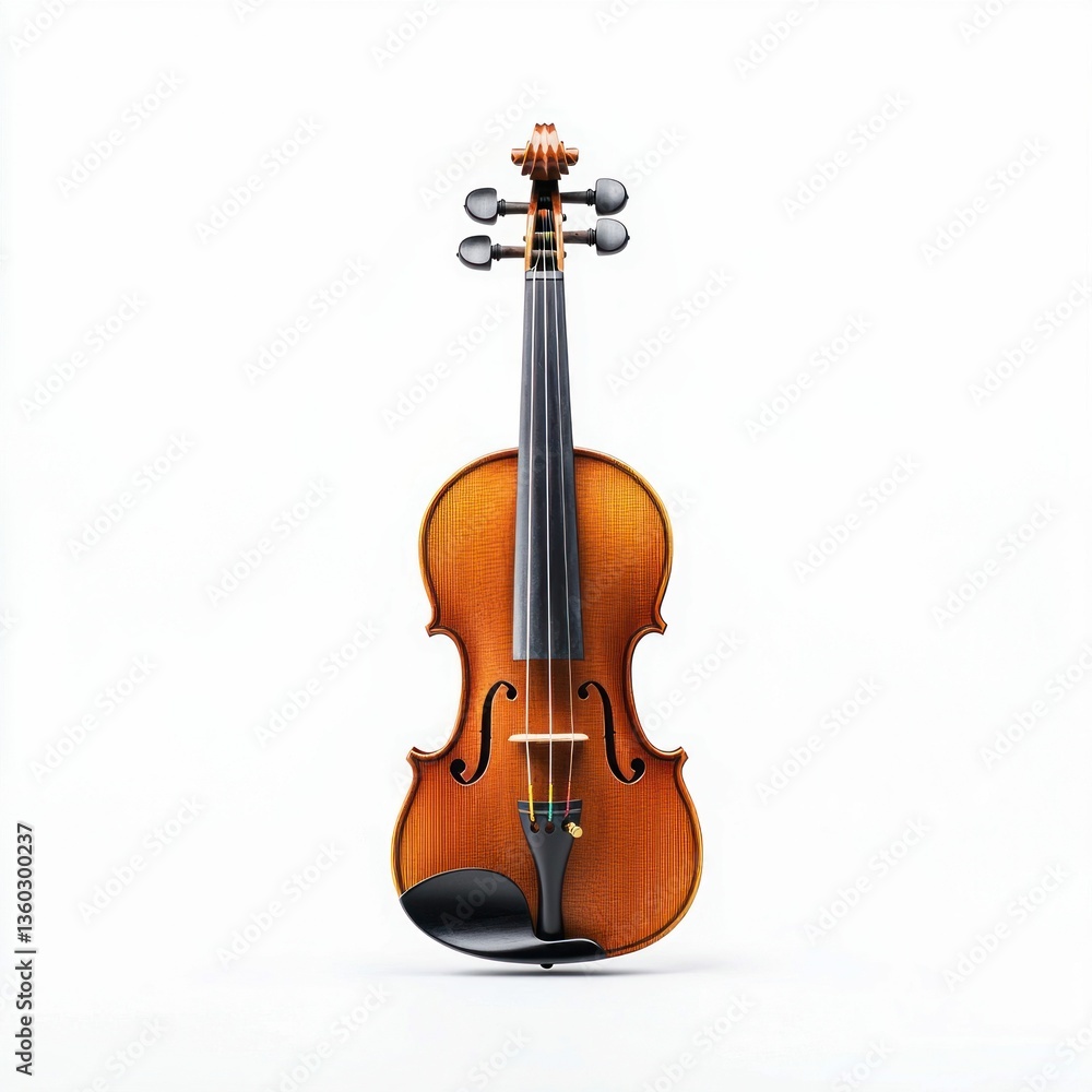Fototapeta premium Elegant classical violin stands gracefully on a white backdrop, ready to inspire musical creativity.