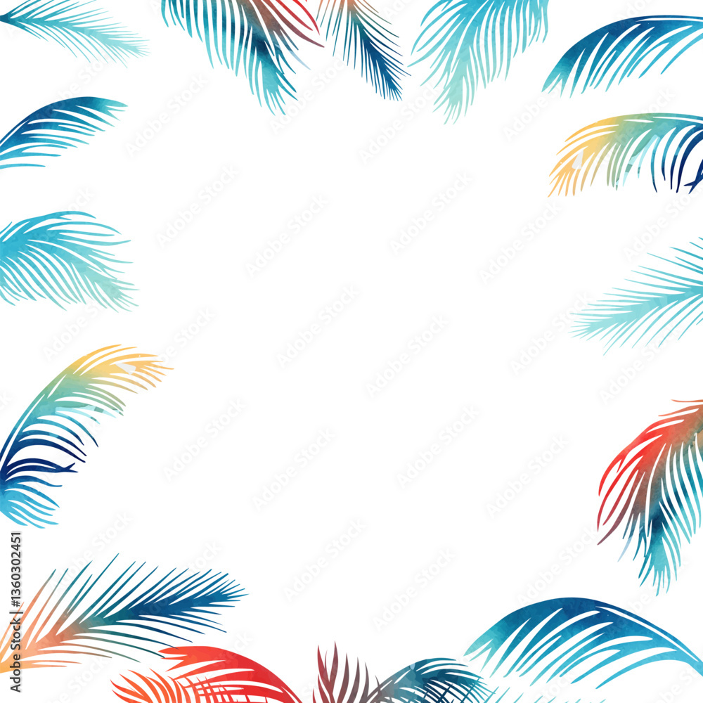 Frame with palm leaves. hand drawn. Not AI, Vector illustration Frame with palm leaves. hand drawn. Not AI, Vector illustration